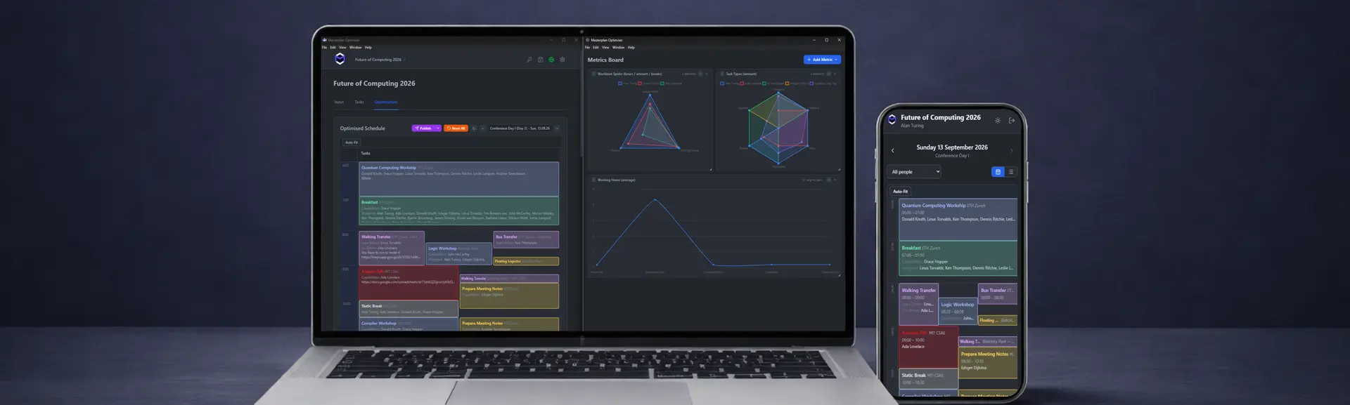 Masterplan Optimiser running on a laptop and phone