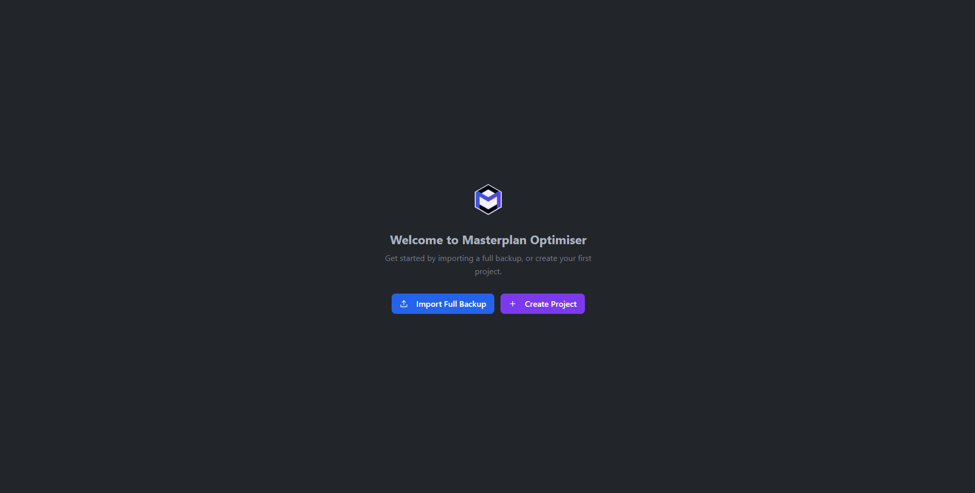 The Project Hub showing an empty state with the Create Event button