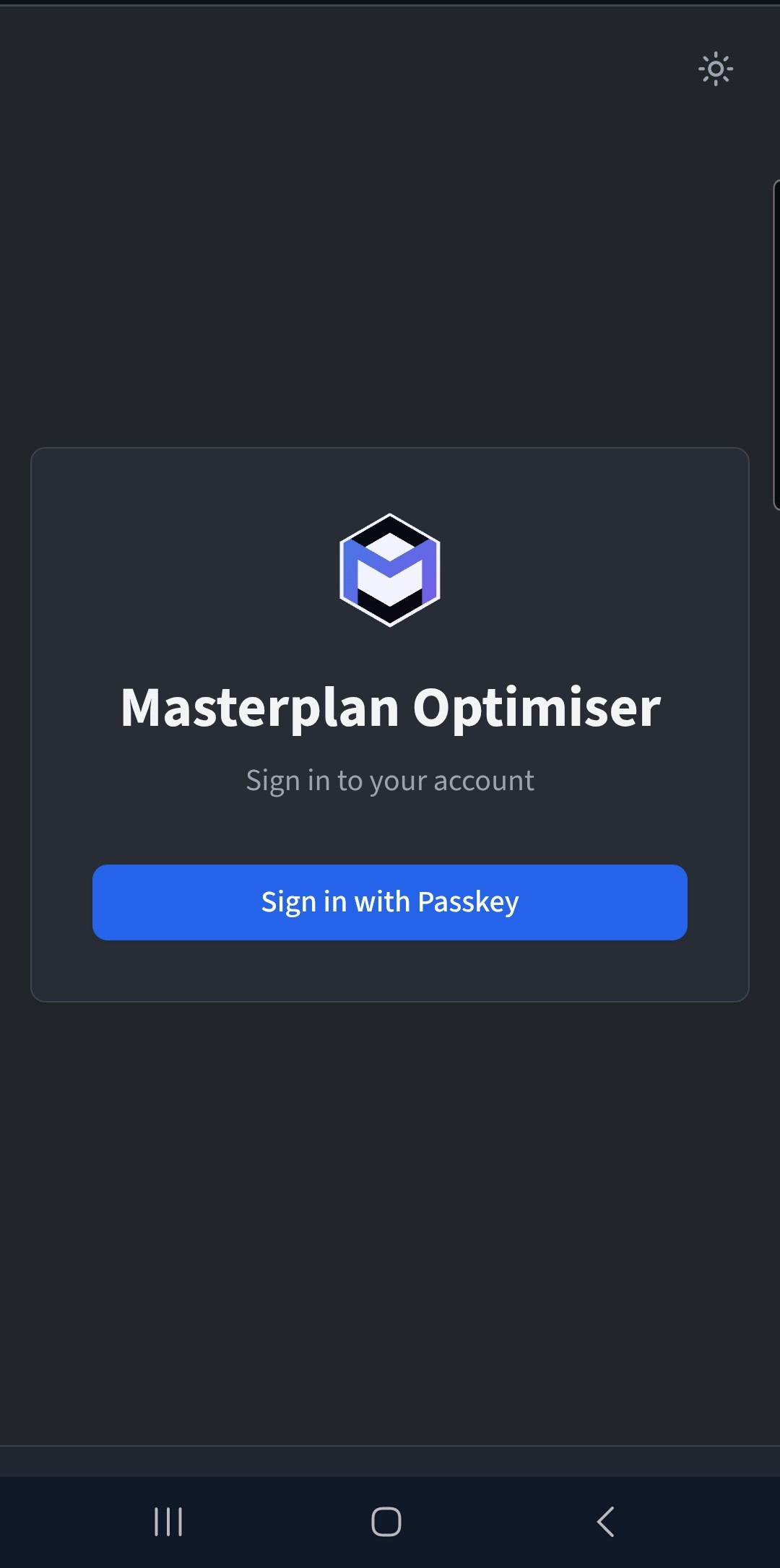 Mobile browser showing the web calendar login page